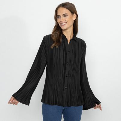 TRENDS by J. Leibfried Plissee-Bluse schwarz