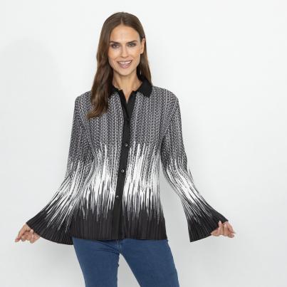 TRENDS by J. Leibfried Plissee-Bluse schwarz/weiß