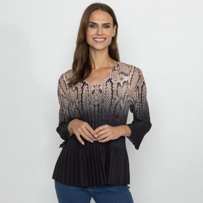 TRENDS by J. Leibfried Plissee-Shirt schwarz/beige