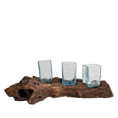 3 Windlichter auf Kaffeewurzel