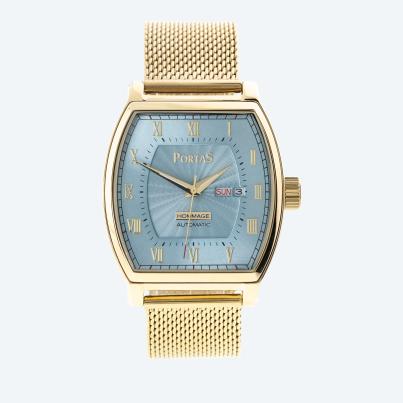 PortaS Herren-Automatikuhr "Kästner" gold-eisblau