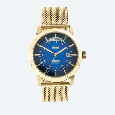 PortaS Herren-Automatikuhr "Ernstthal" gold-blau