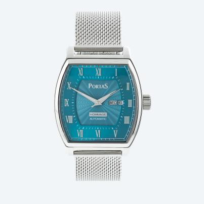 PortaS Herren-Automatikuhr "Kästner" silber-petrol