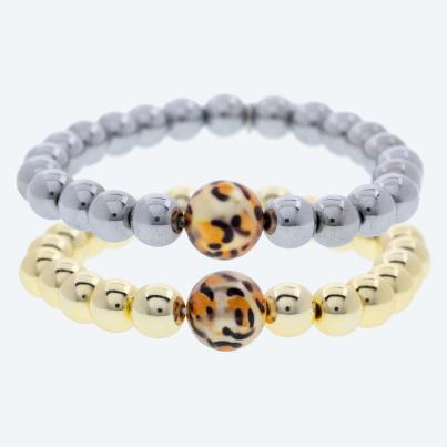 SET: 2 x Armbänder Hämatit, Muschelkernperlen