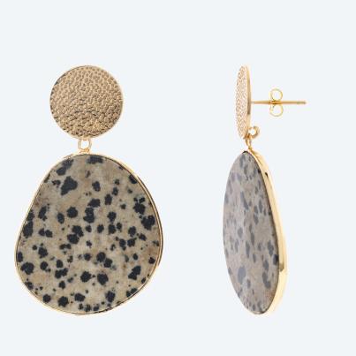 Ohrhänger 925 vergoldet Dalmatiner Jaspis