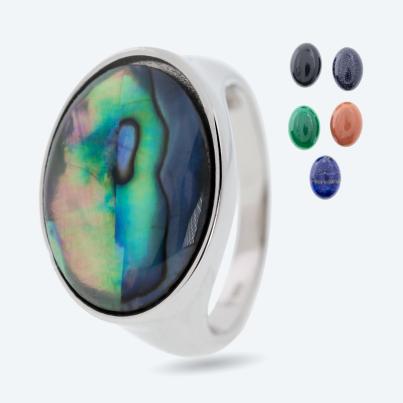 Wechsel-Ring 925 rhodiniert 6 Edelsteine