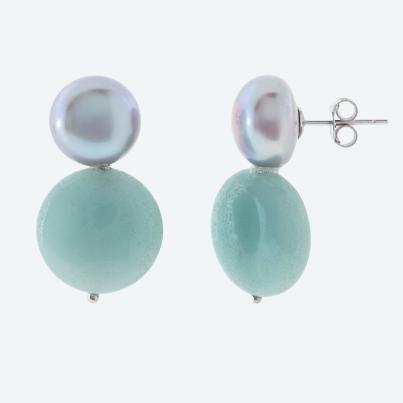 Ohrstecker 925 Silber rhod. Amazonit, SWZPerle