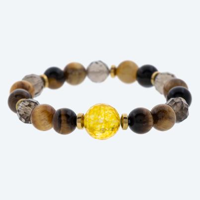Armband Tigerauge, Citrin, Rauchquarz