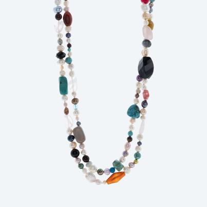 Collier endlos Edelsteine multicolor, SWZPerlen