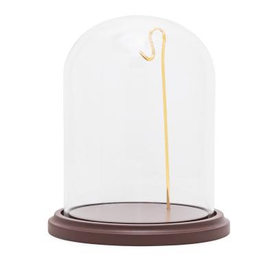 Taschenuhr Vitrine Glaskuppel, Holzboden braun