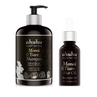 AHUHU Monoi Tiare Set Shampoo 500ml Hair Oil 30ml