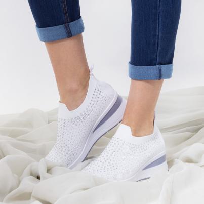 TOPWAY FLEX FOAM Damenslipper weiß mit Strass