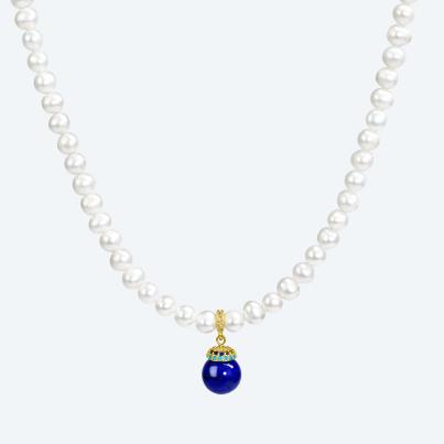 Collier mit Anhänger Lapis, SWZPerlen