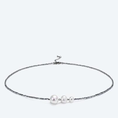 Collier Süßwasserzuchtperle, Hämatit