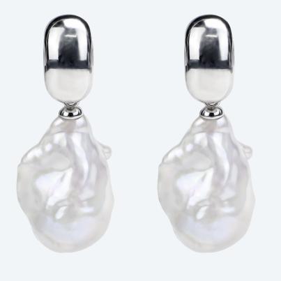 Ohrhänger 925 rhod. Süßwasserzuchtperle barock