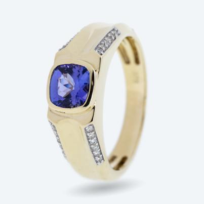 STAR Ring 375 Gelbgold AAAA Tansanit