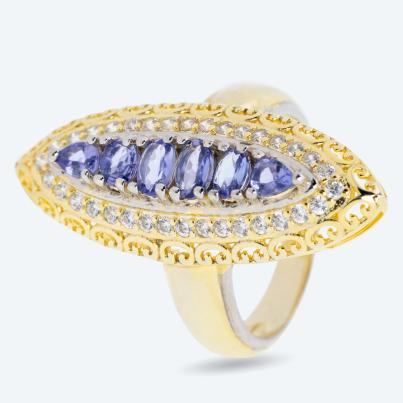 Ring 925 St. Silber vergoldet Tansanit