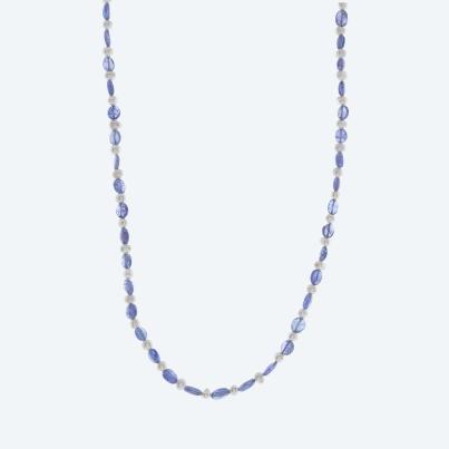 Collier 925 Silber verg. Tansanit, SWZPerle