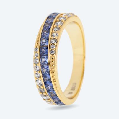 Ring 925 Silber vergoldet Tansanit