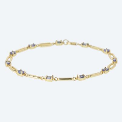 Armband 925 Silber vergoldet Tansanit