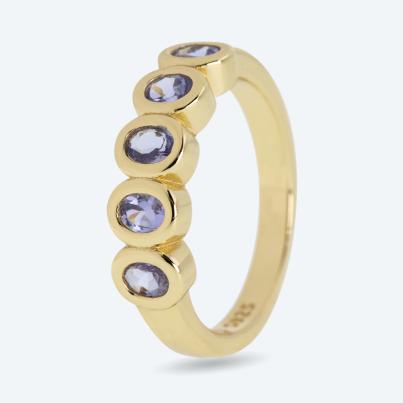 Ring 925 Silber vergoldet Tansanit
