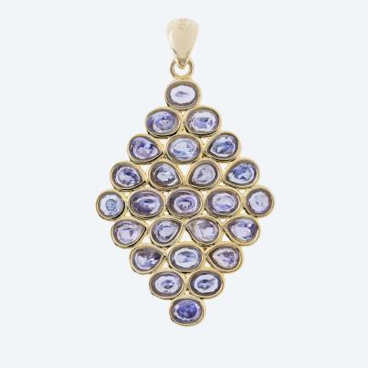 Anhänger 925 Silber vergoldet Tansanit