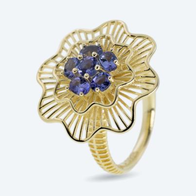 Ring 925 Silber vergoldet Tansanit