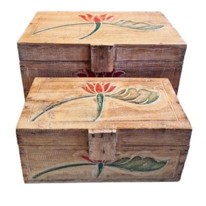 2er Set Holztruhe Lotus