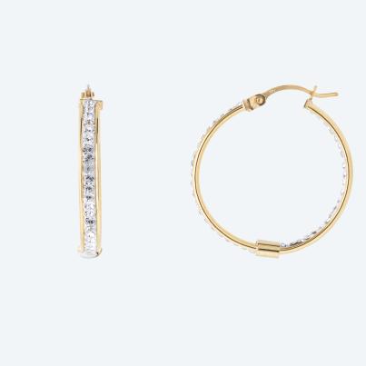 Creolen 375 Gelbgold Kristalle