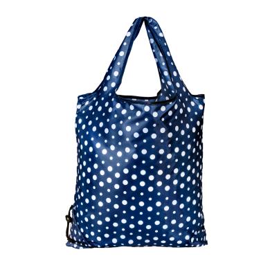faltbare Einkaufstasche blau mit Punkten