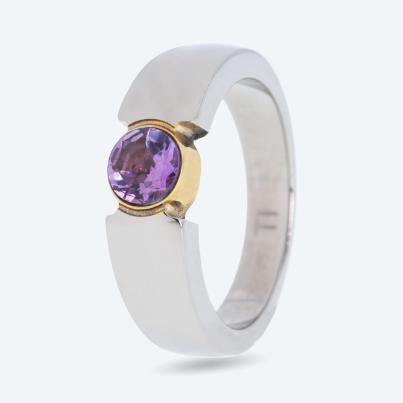 Titan Solitär Ring bicolor Amethyst