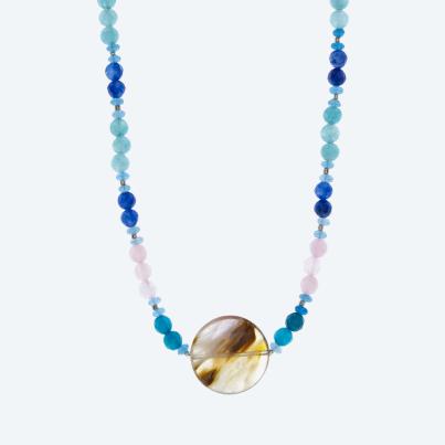 Collier Achat, Rosenquarz Magnetverschluß