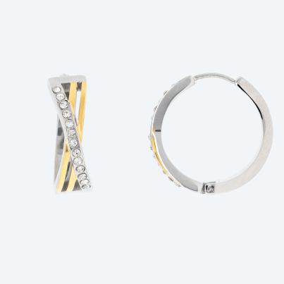 Edelstahl Creolen bicolor Zirkonia