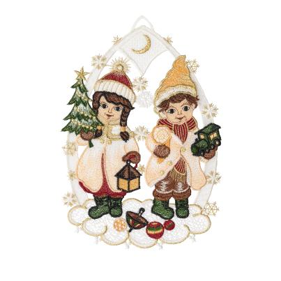 Plauener Spitze Fensterbild Winterkinder