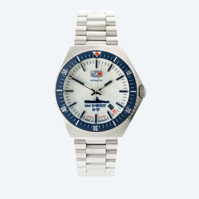 UMF Herren-Automatikuhr "U-BOOT U-17" weiß-blau