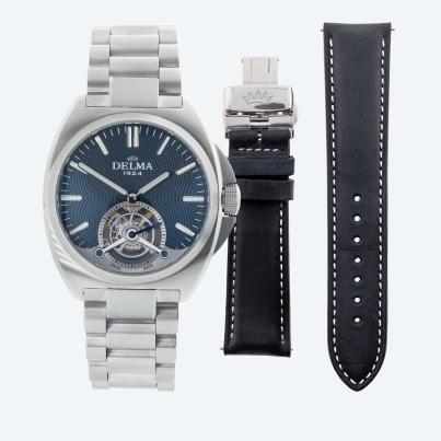DELMA Herrenuhr Tourbillon 1924 Swiss Made, blau