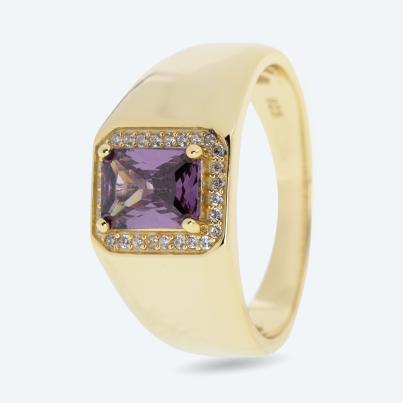 Ring 925 Sterling Silber vergoldet Zirkonia