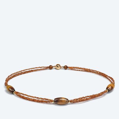 Collier Tigerauge, Granat Magnetverschluß