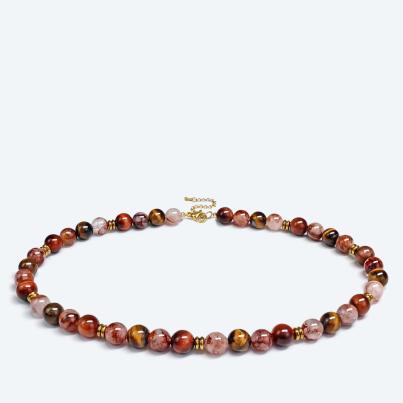 Collier Tigerauge, Feuerquarz Magnetverschluß