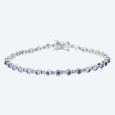 Armband 925 rhodiniert Tansanit Cabochon