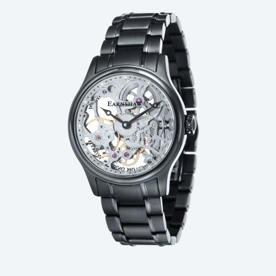 EARNSHAW Handaufzugsuhr "Bauer Skeleton" schwarz