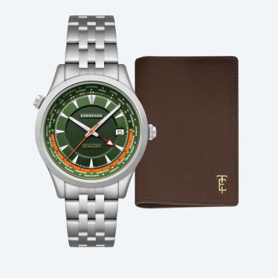 EARNSHAW Automatikuhr "World Timer GMT" grün