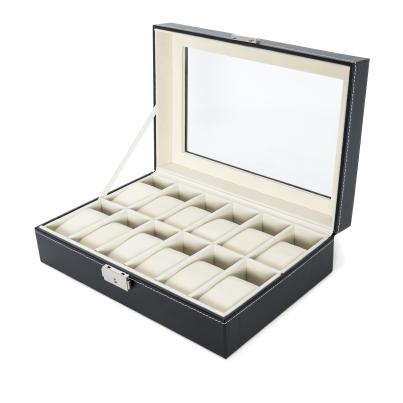 Uhrenbox für 12 Uhren, schwarz-beige