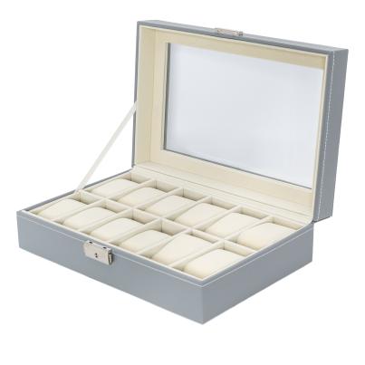 Uhrenbox für 12 Uhren, grau-beige