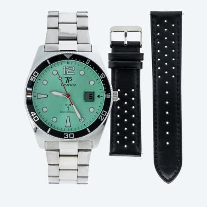 Time Piece Herren-Funkuhr + zusätz. Lederband