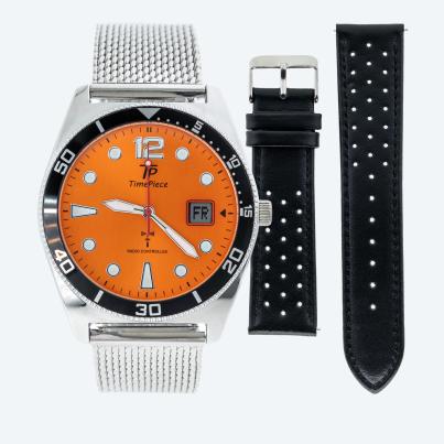 Time Piece Herren-Funkuhr + zusätz. Lederband