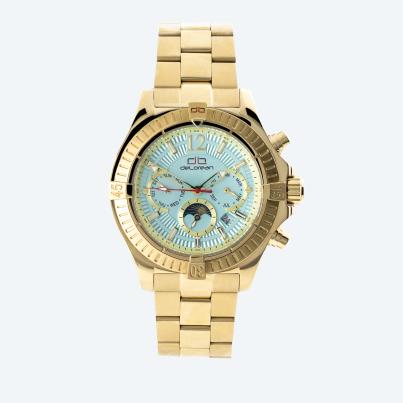 deLorean Herren-Automatikuhr "Fangio" iceblau-gold