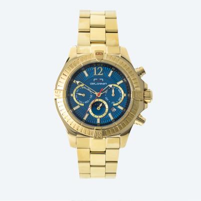 deLorean Herren-Automatikuhr "Fangio" blau-gold