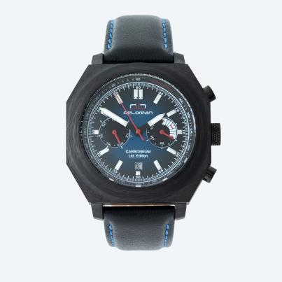 deLorean Herren-Automatikuhr "Carboneum" blau