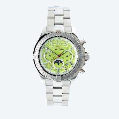 deLorean Herren-Automatikuhr "Fangio" silber-lime